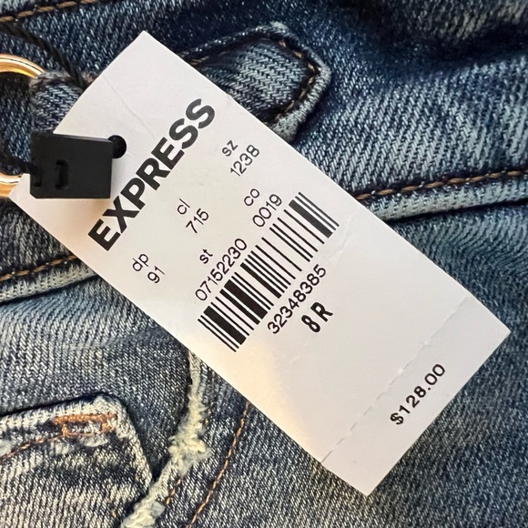 Express Blue 70s Flare Jeans Midrise Sz 8 NWT - Picture 4 of 7